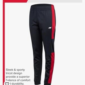 NEW BALANCE Boys navy blue & red tricot jogger sweatpants size large 12/14